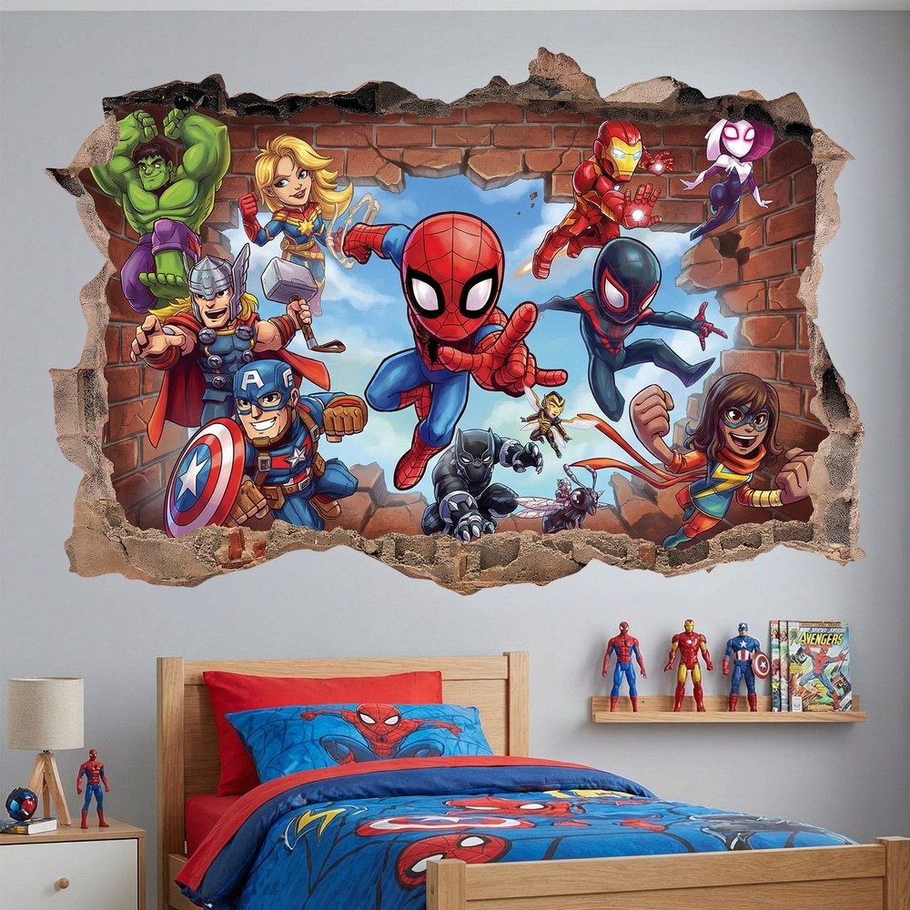 Kinderzimmer Wandtattoo: Wandloch Marvel Superhelden