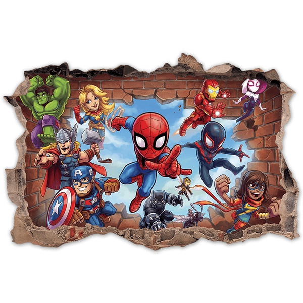 Kinderzimmer Wandtattoo: Wandloch Marvel Superhelden