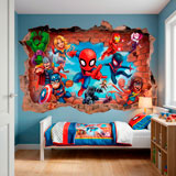 Kinderzimmer Wandtattoo: Wandloch Marvel Superhelden 3