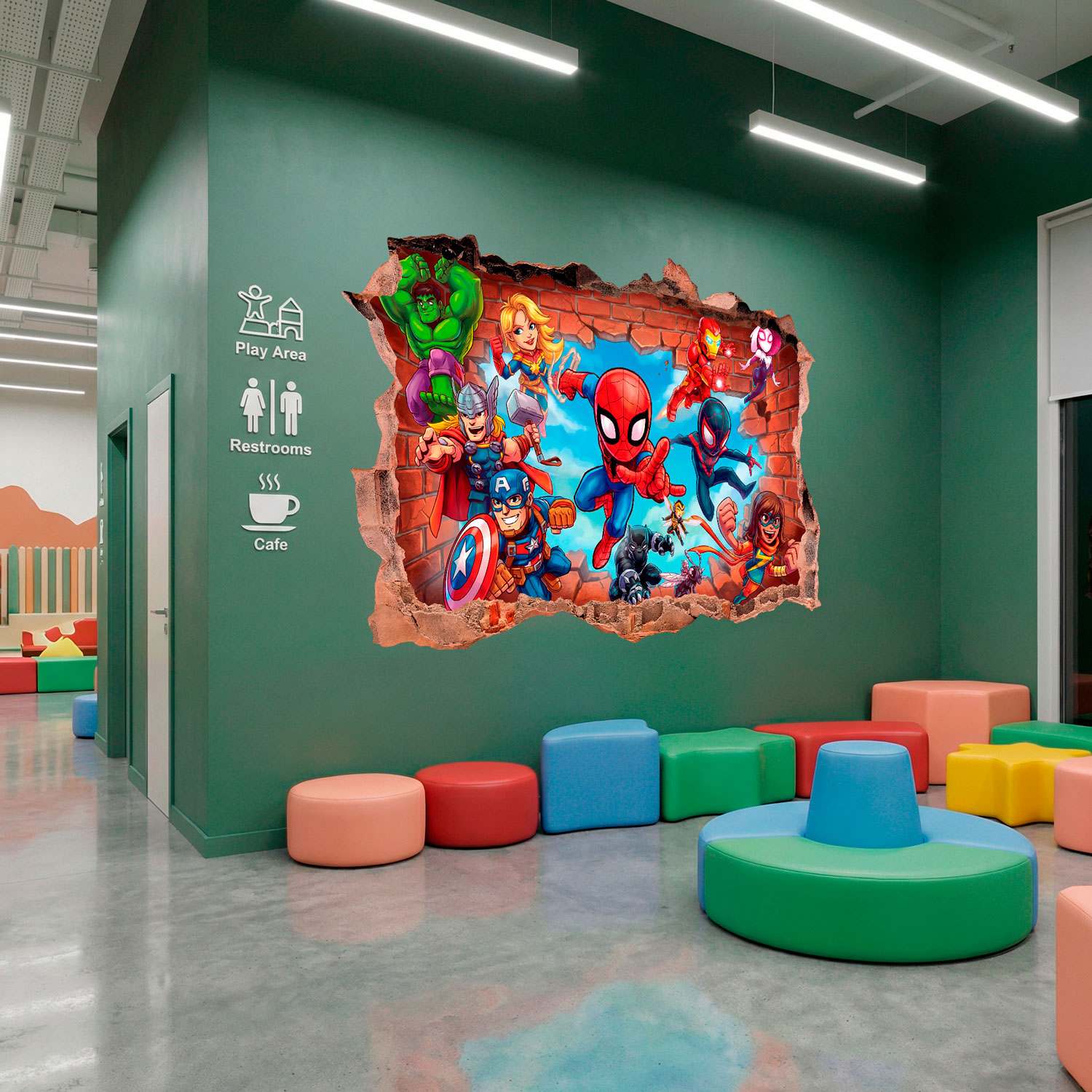 Kinderzimmer Wandtattoo: Wandloch Marvel Superhelden