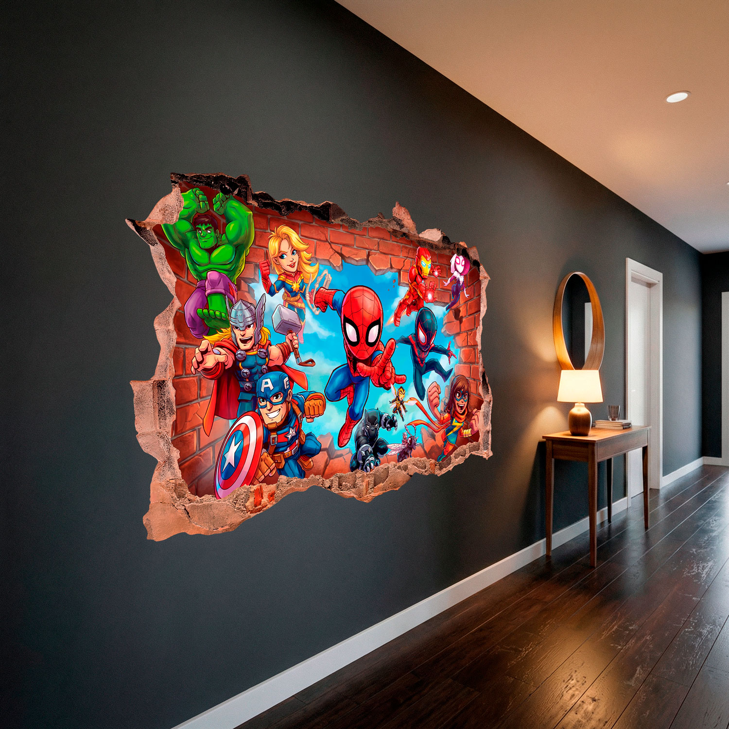 Kinderzimmer Wandtattoo: Wandloch Marvel Superhelden
