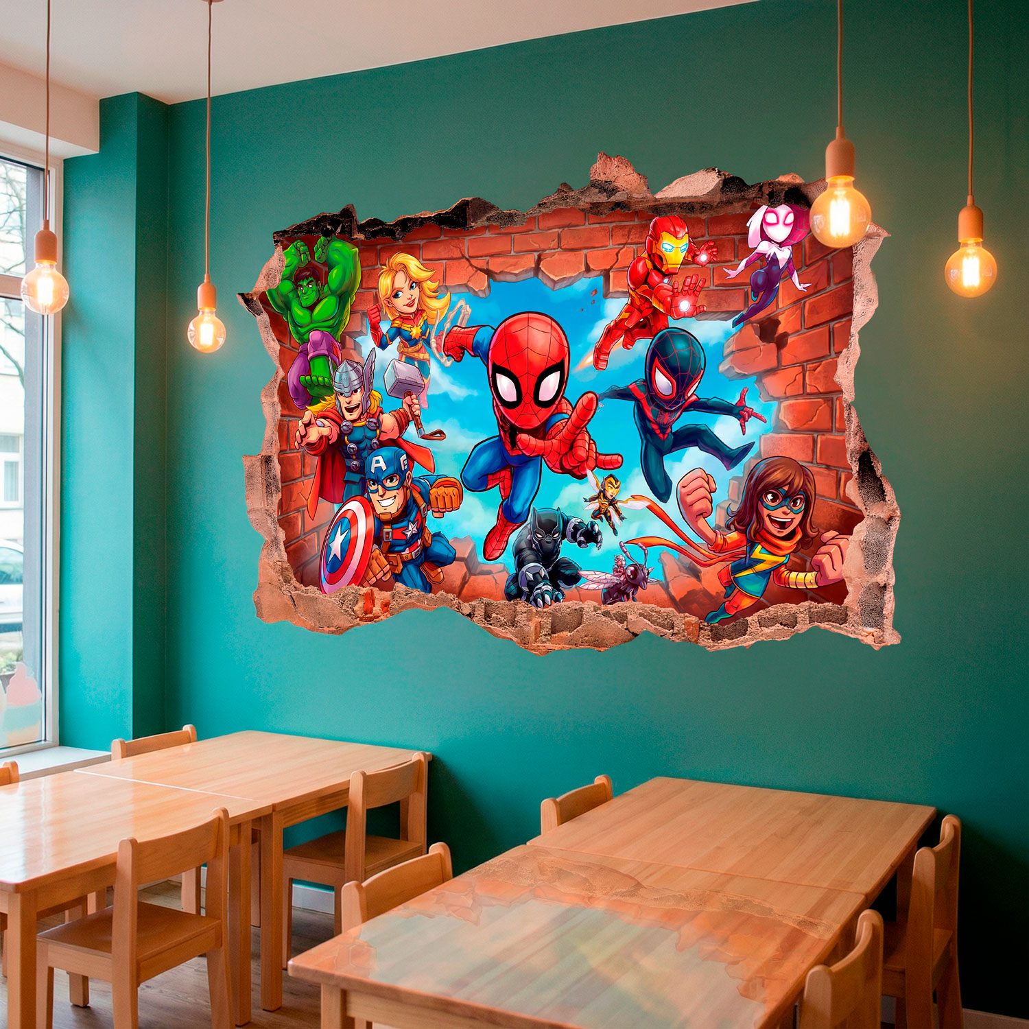 Kinderzimmer Wandtattoo: Wandloch Marvel Superhelden