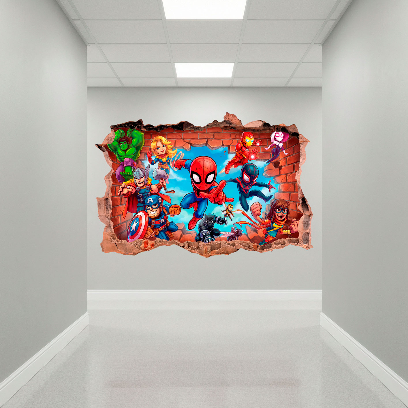 Kinderzimmer Wandtattoo: Wandloch Marvel Superhelden