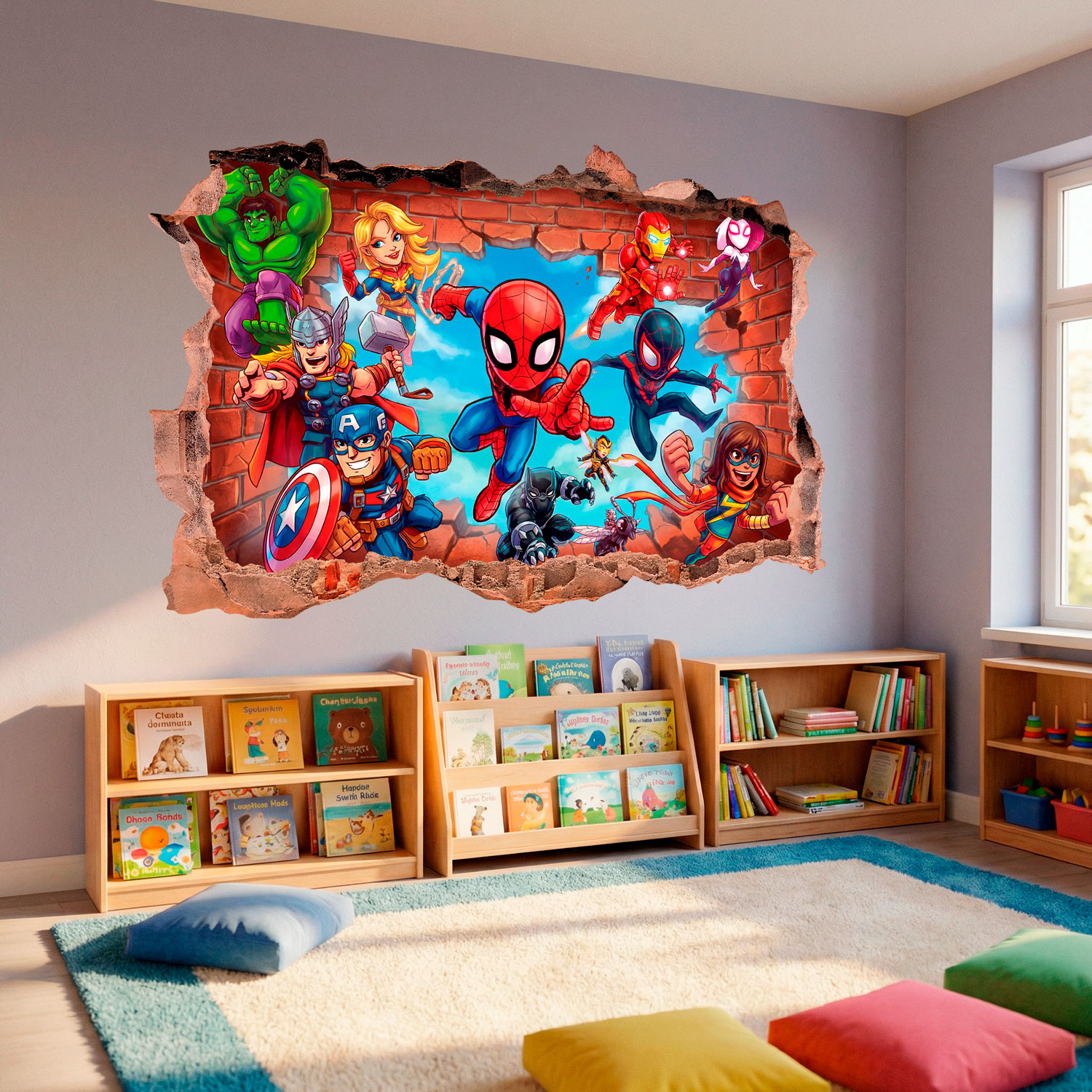 Kinderzimmer Wandtattoo: Wandloch Marvel Superhelden