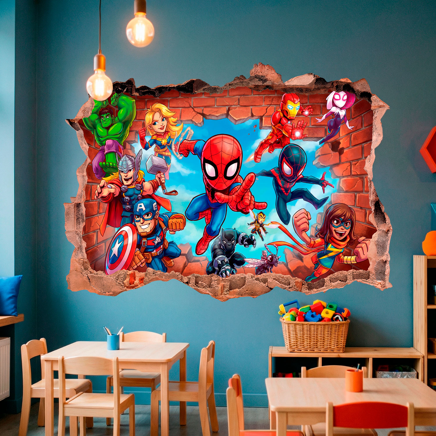 Kinderzimmer Wandtattoo: Wandloch Marvel Superhelden