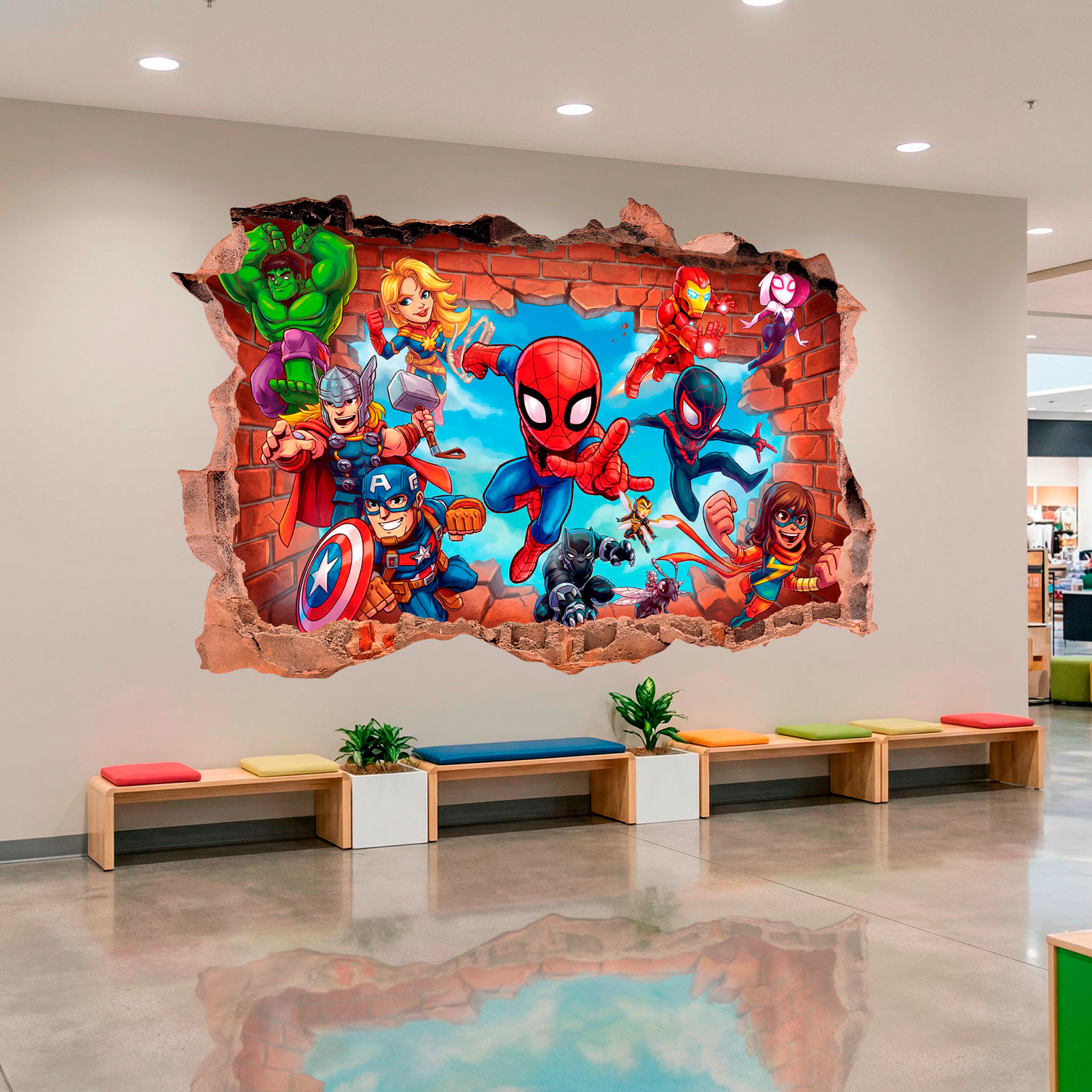 Kinderzimmer Wandtattoo: Wandloch Marvel Superhelden