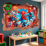 Kinderzimmer Wandtattoo: Wandloch Marvel Superhelden 4