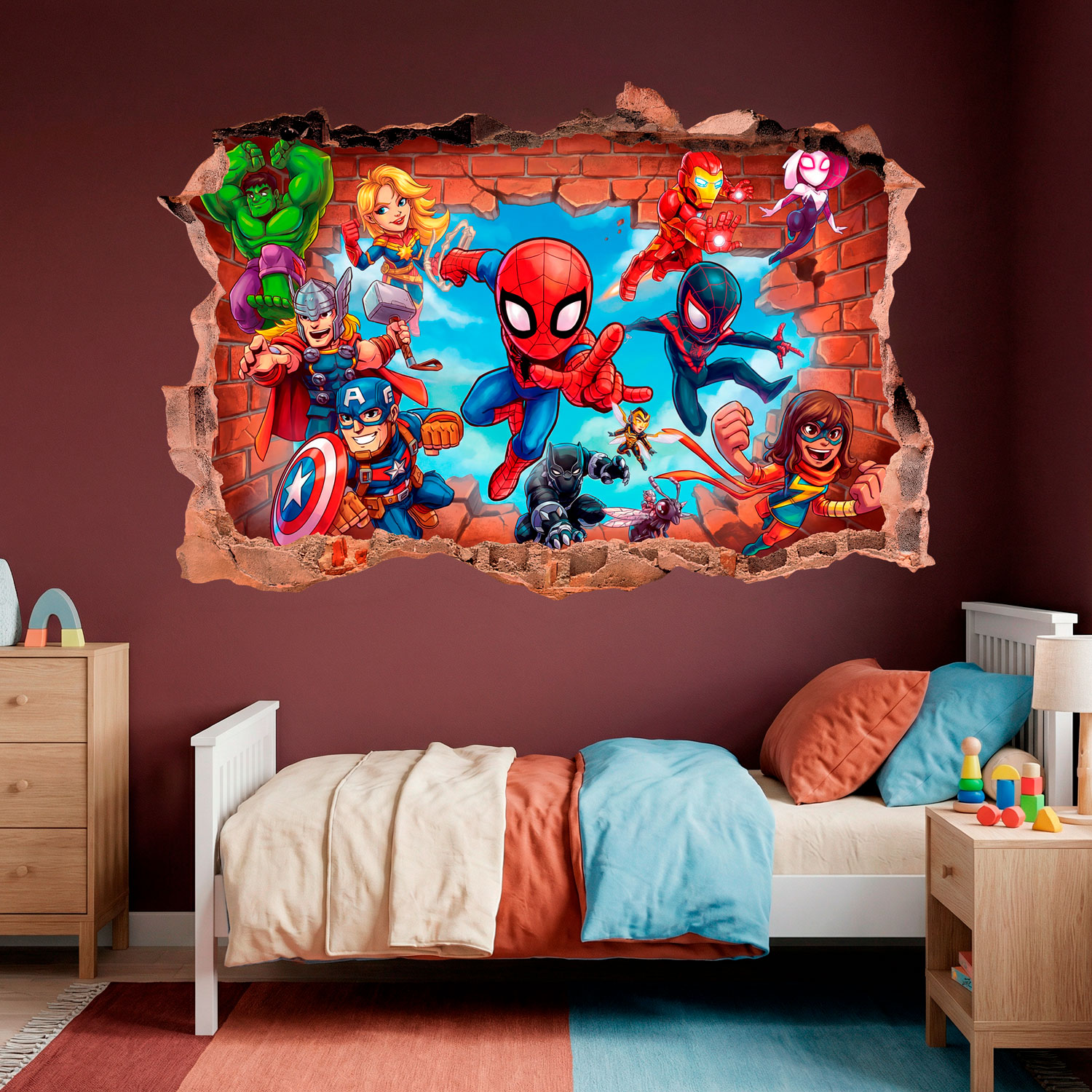Kinderzimmer Wandtattoo: Wandloch Marvel Superhelden