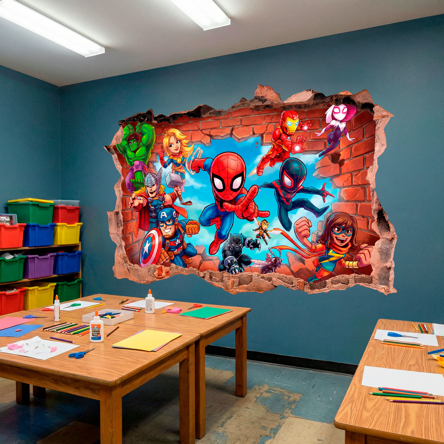 Kinderzimmer Wandtattoo: Wandloch Marvel Superhelden