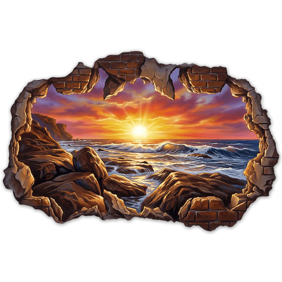 Wandtattoos: Mauerbruch Sonnenuntergang an der Felsenküste