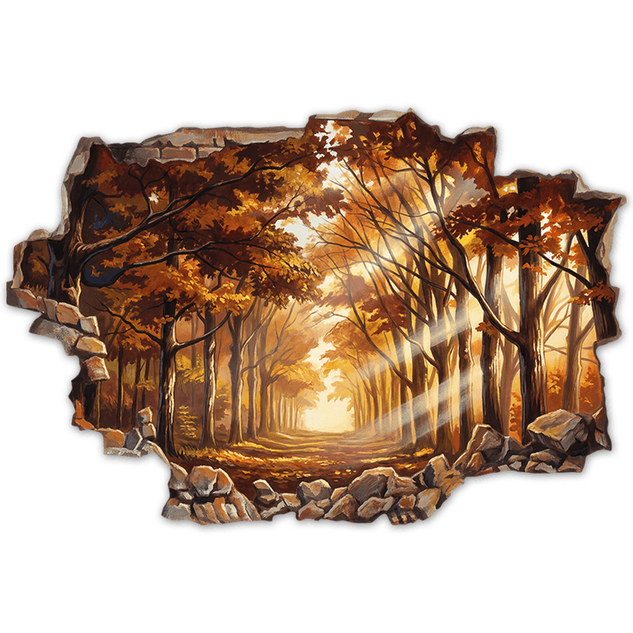 Wandtattoos: Mauerloch Goldener Herbstwald