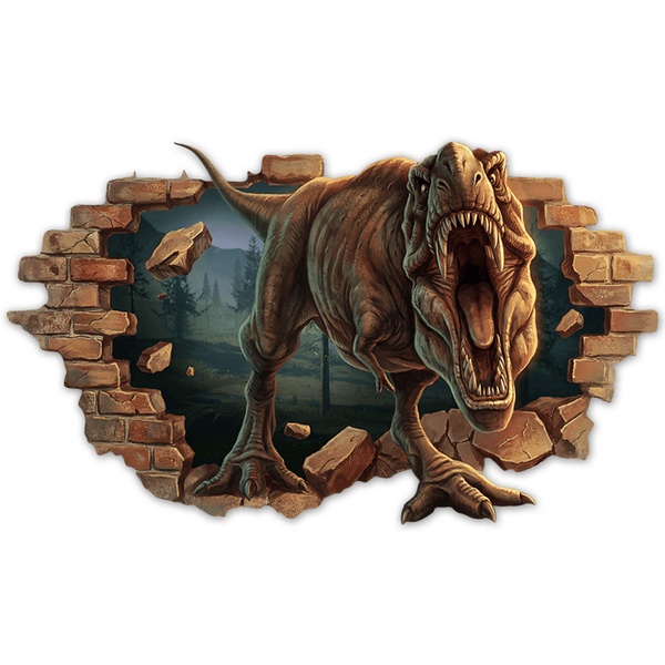 Kinderzimmer Wandtattoo: Wandeinbruch Wütender T-Rex