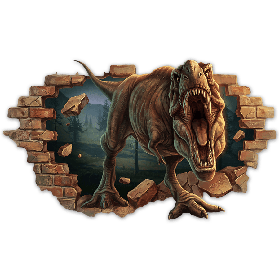 Kinderzimmer Wandtattoo: Wandeinbruch Wütender T-Rex