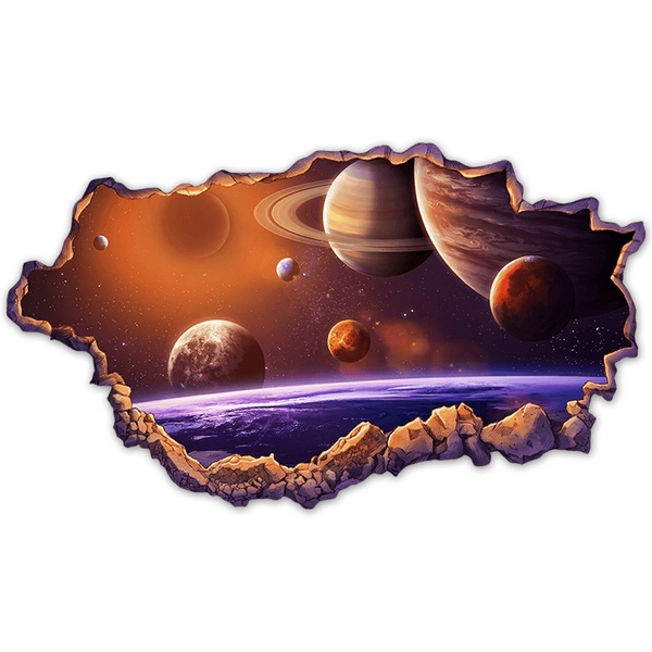 Kinderzimmer Wandtattoo: Kosmisches Wandloch mit Galaxien und Planeten