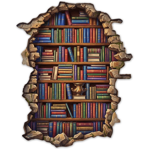 Wandtattoos: Klassische Bibliothek Wanddurchbruch