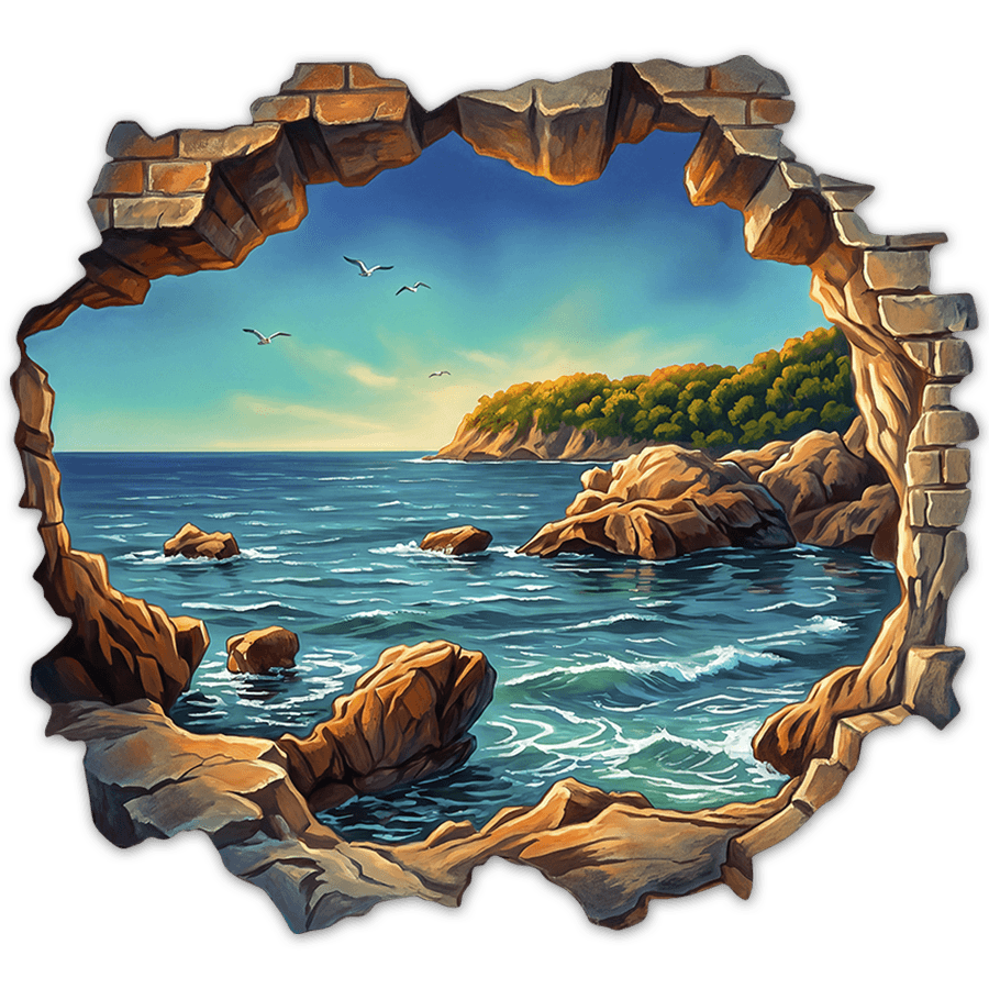Wandtattoos: Wanddurchbruch Mediterrane Bucht