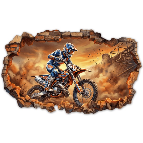 Wandtattoos: Mauerloch Motocross