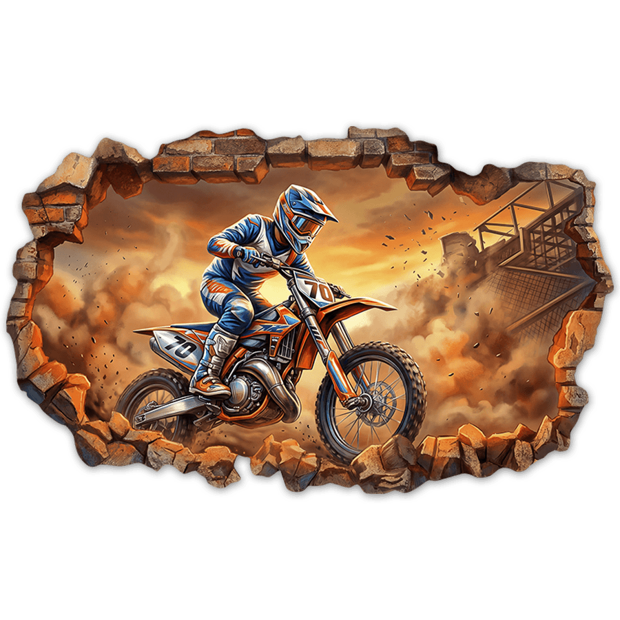 Wandtattoos: Mauerloch Motocross
