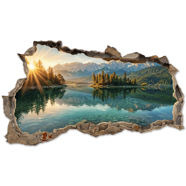 Wandtattoos: Wandtattoo Loch Alpinsee bei Sonnenaufgang 3D-Effe