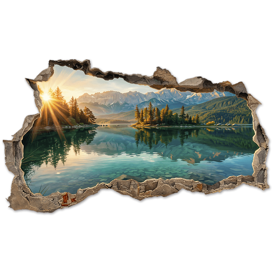 Wandtattoos: Wandtattoo Loch Alpinsee bei Sonnenaufgang 3D-Effe
