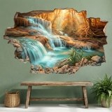 Wandtattoos: Mauerloch Wasserfall im Herbstwald 4