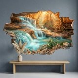 Wandtattoos: Mauerloch Wasserfall im Herbstwald 7