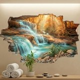 Wandtattoos: Mauerloch Wasserfall im Herbstwald 9