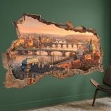 Wandtattoos: Mauerloch Prag Blick bei Sonnenuntergang 10