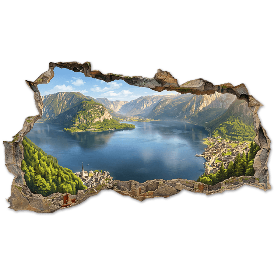 Wandtattoos: Wandloch Panoramischer Alpensee