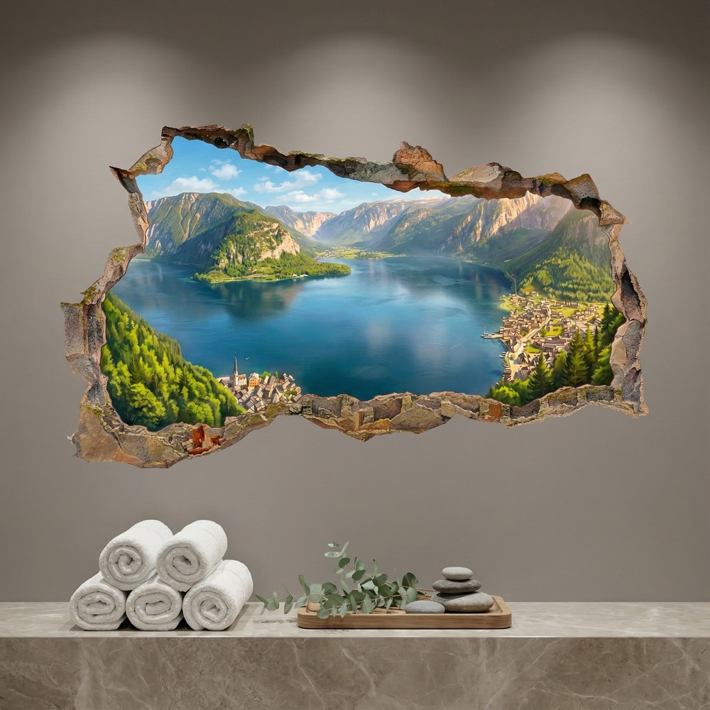 Wandtattoos: Wandloch Panoramischer Alpensee