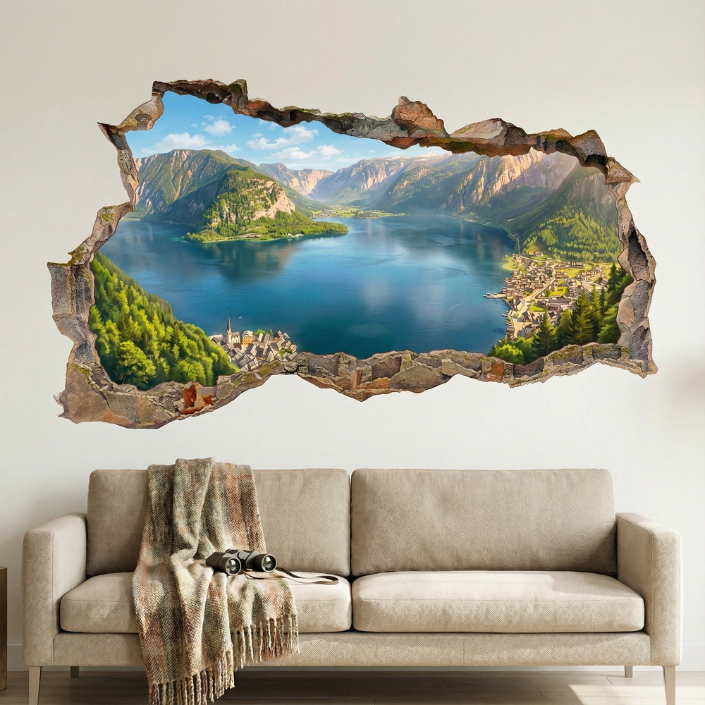 Wandtattoos: Wandloch Panoramischer Alpensee