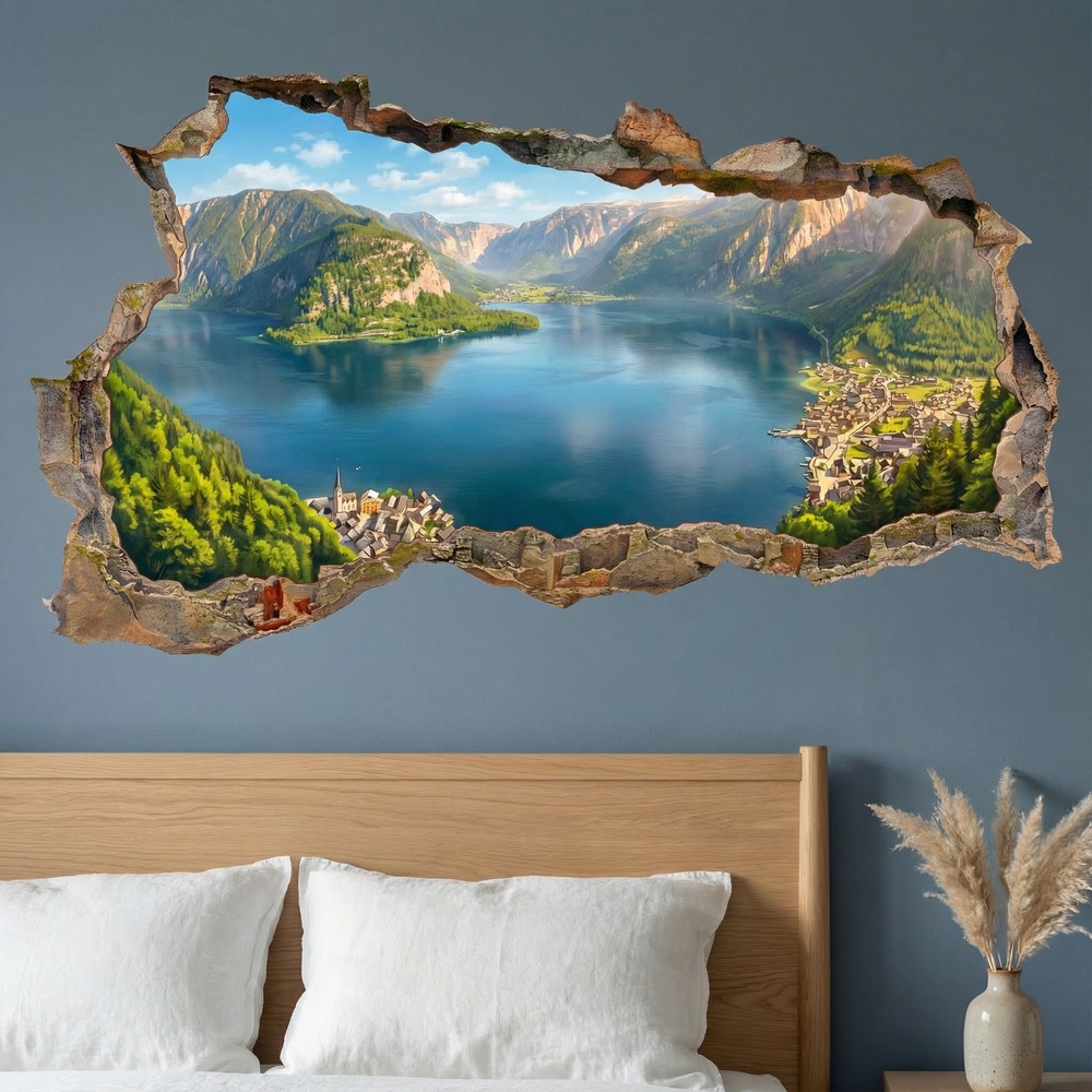 Wandtattoos: Wandloch Panoramischer Alpensee