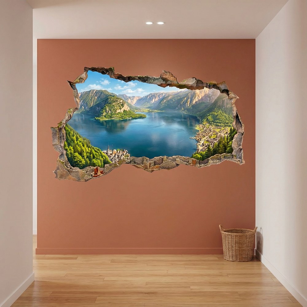 Wandtattoos: Wandloch Panoramischer Alpensee