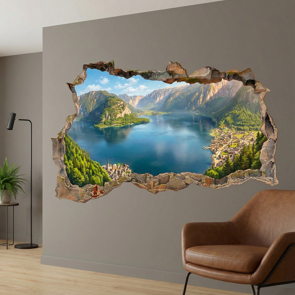 Wandtattoos: Wandloch Panoramischer Alpensee