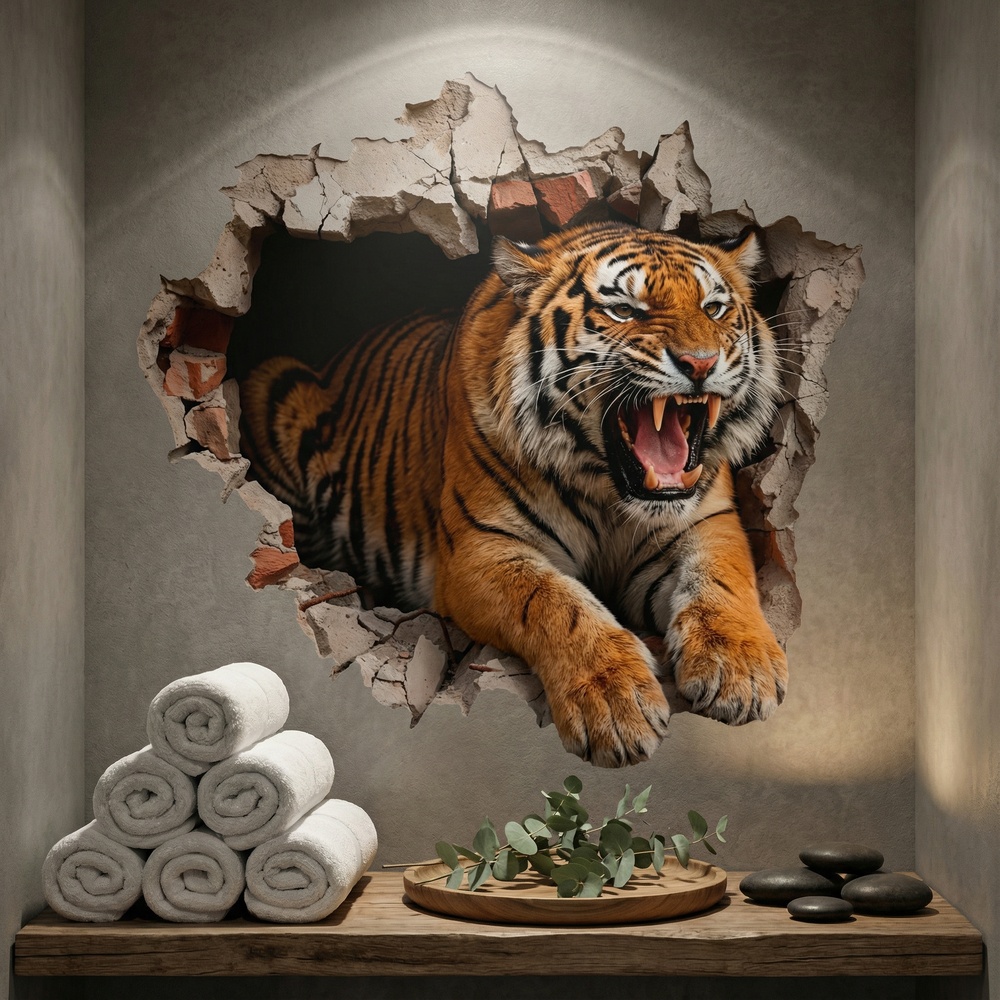 Wandtattoos: Mauerloch Wilder Tiger