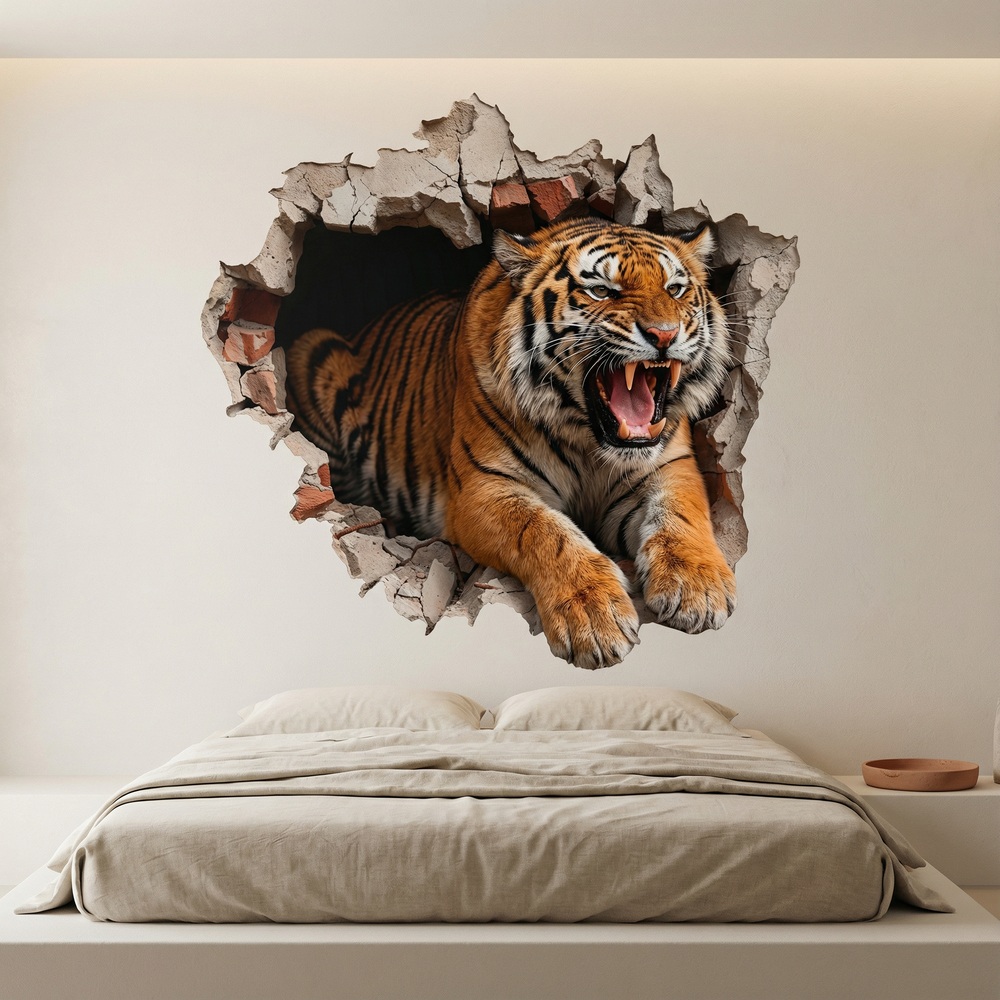 Wandtattoos: Wanddurchbruch Wilder Tiger