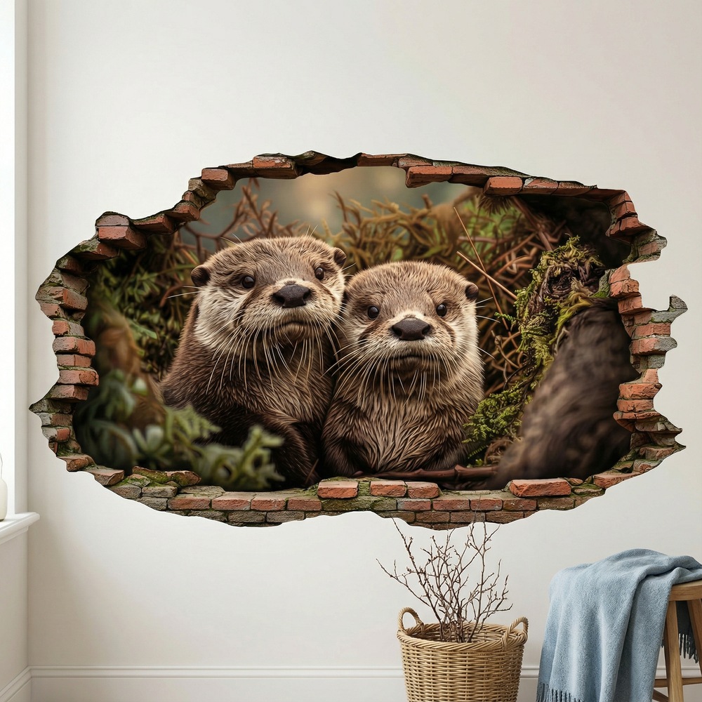 Wandtattoos: Wandloch Neugierige Otter