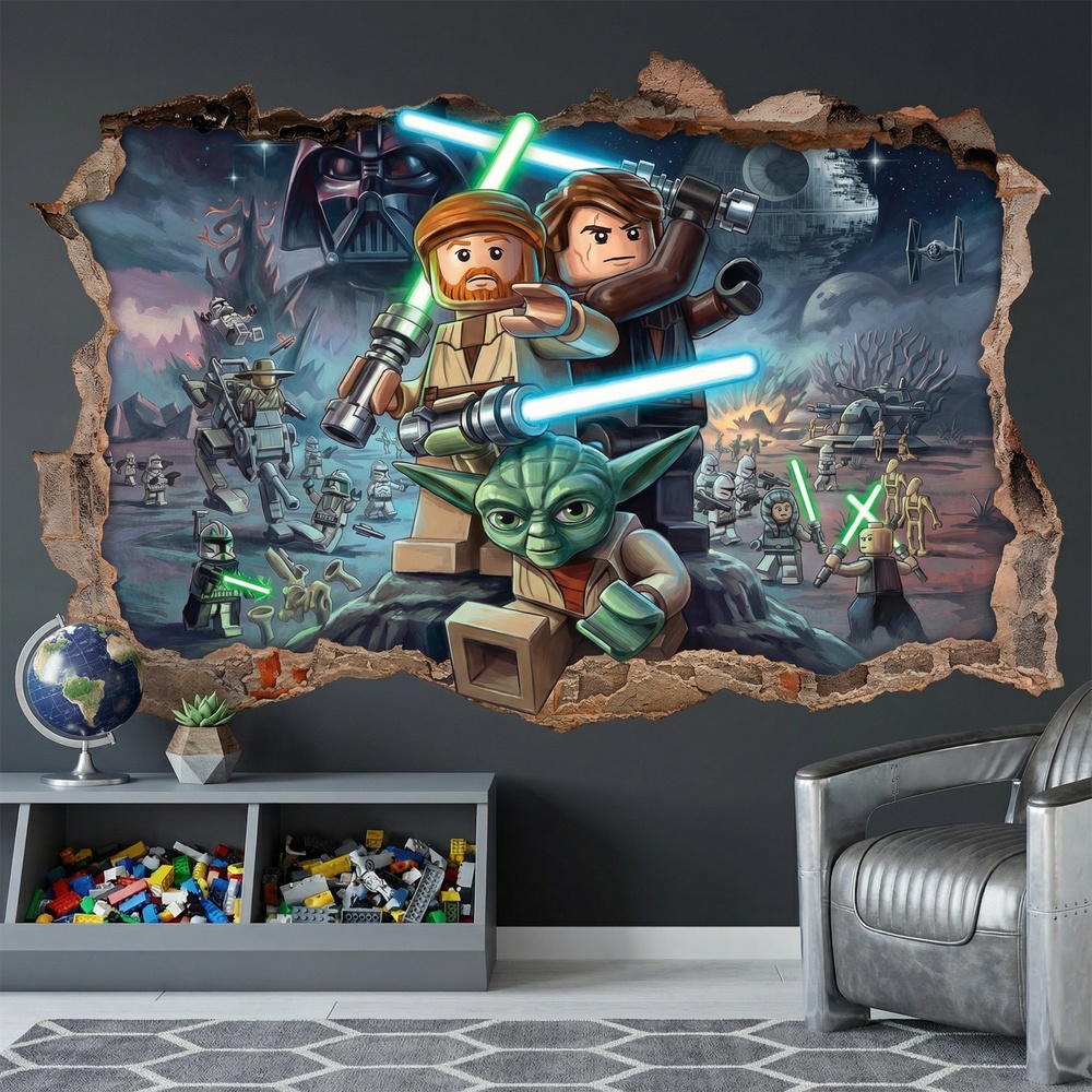 Kinderzimmer Wandtattoo: Wandloch Lego Star Wars Jedi Meister