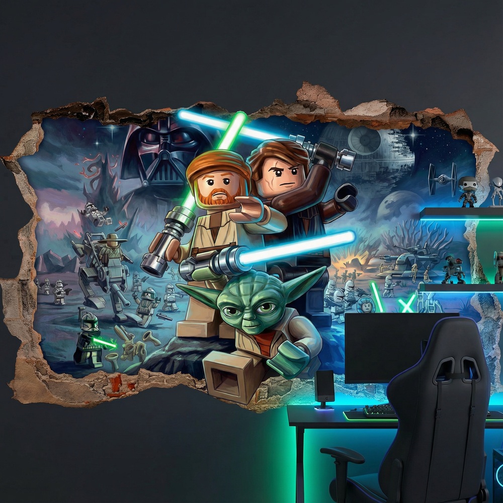 Kinderzimmer Wandtattoo: Wandloch Lego Star Wars Jedi Meister