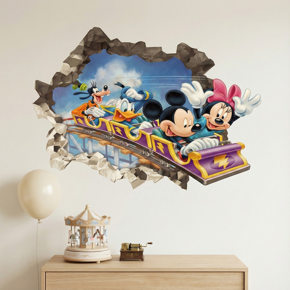 Kinderzimmer Wandtattoo: Wandloch Mickey Maus Freunde Achterbahn