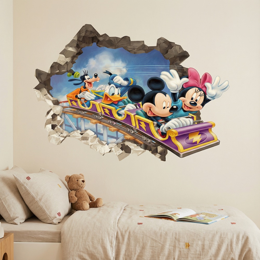 Kinderzimmer Wandtattoo: Wandloch Mickey Maus Freunde Achterbahn