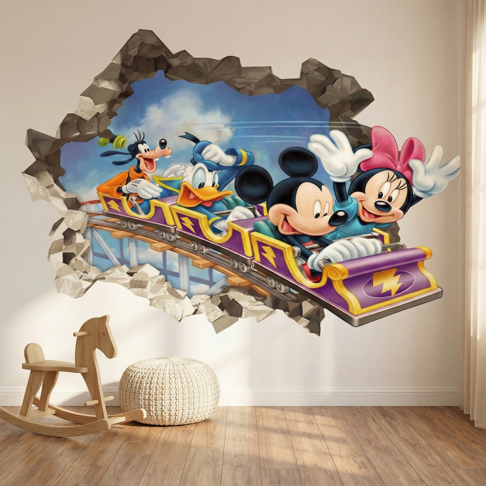 Kinderzimmer Wandtattoo: Wandloch Mickey Maus Freunde Achterbahn