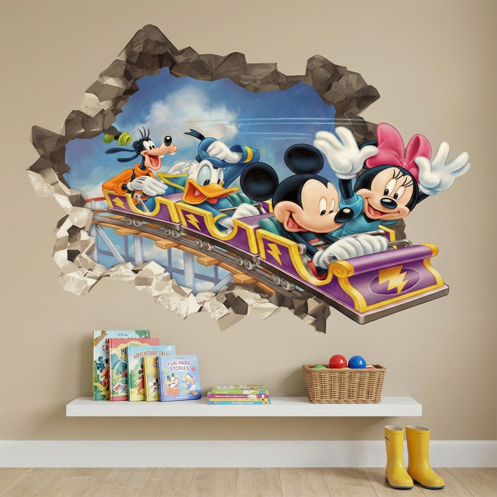 Kinderzimmer Wandtattoo: Wandloch Mickey Maus Freunde Achterbahn