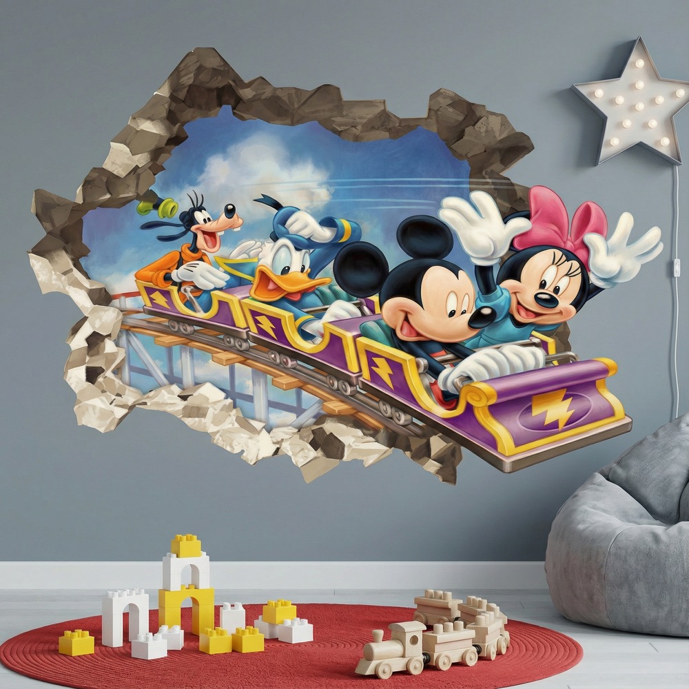 Kinderzimmer Wandtattoo: Wandloch Mickey Maus Freunde Achterbahn