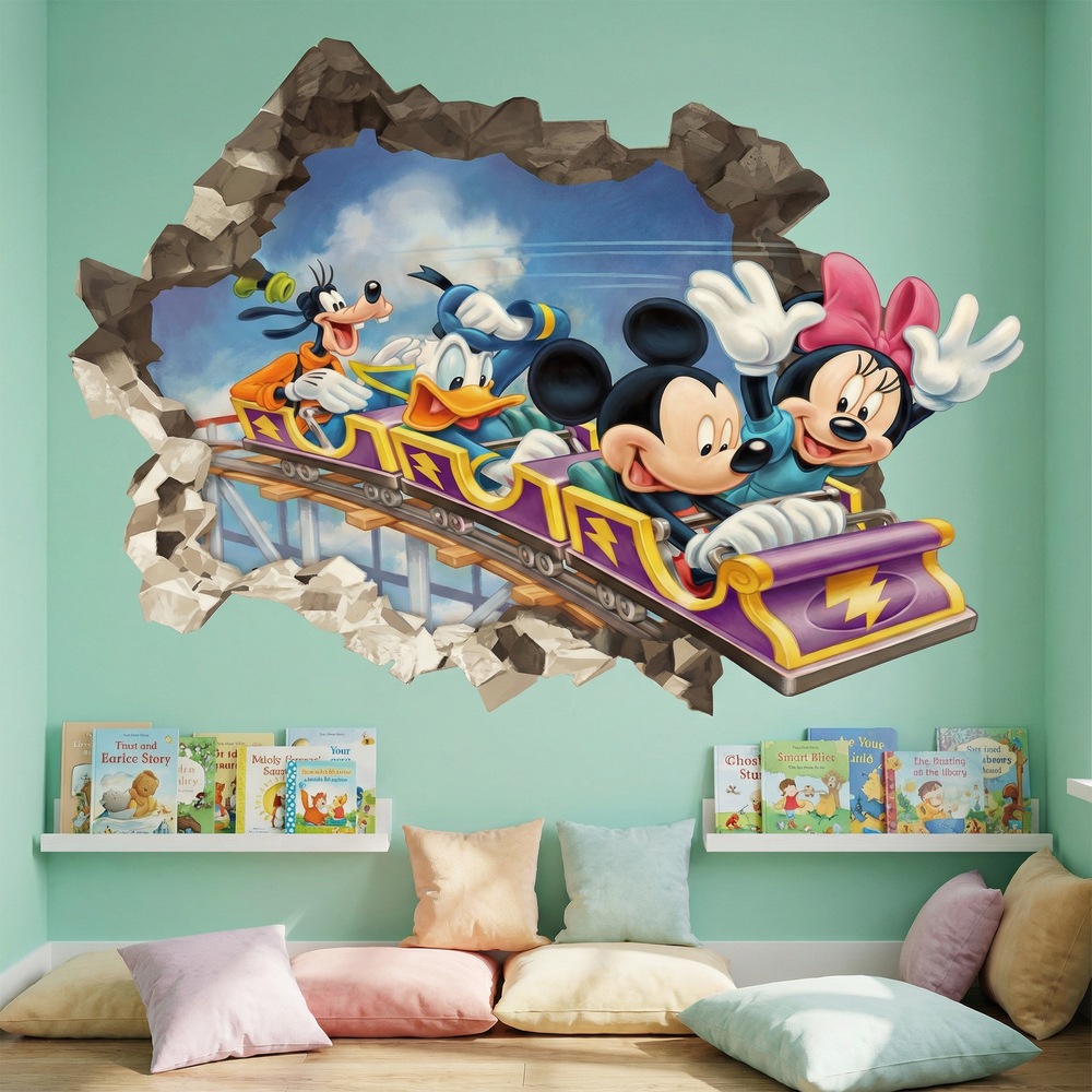 Kinderzimmer Wandtattoo: Wandloch Mickey Maus Freunde Achterbahn