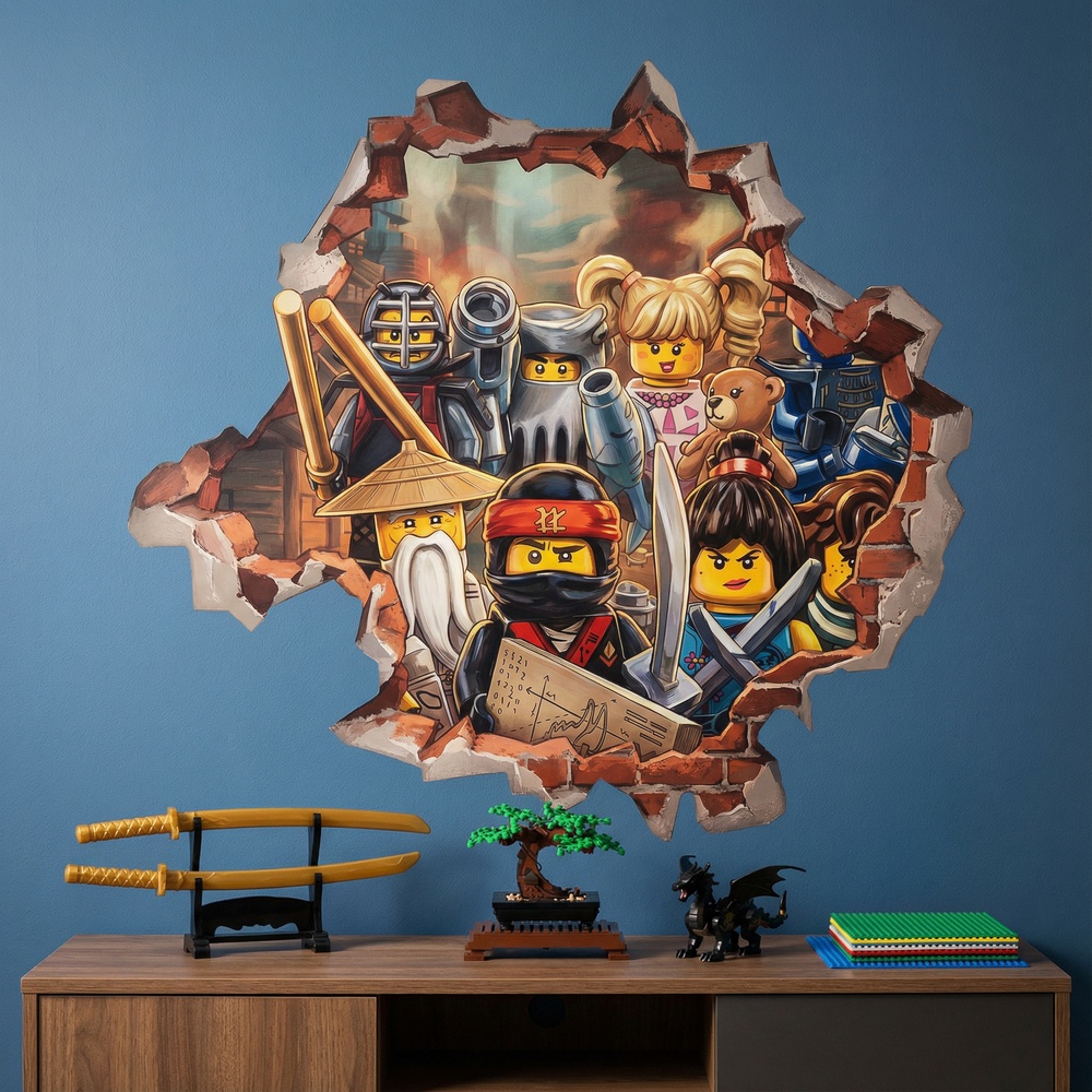Kinderzimmer Wandtattoo: Wandloch Lego Ninjago Helden
