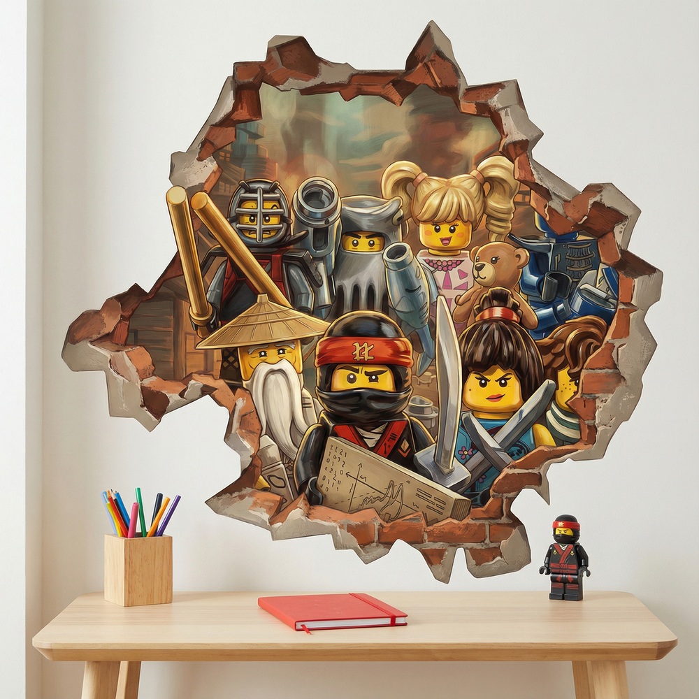 Kinderzimmer Wandtattoo: Wandloch Lego Ninjago Helden