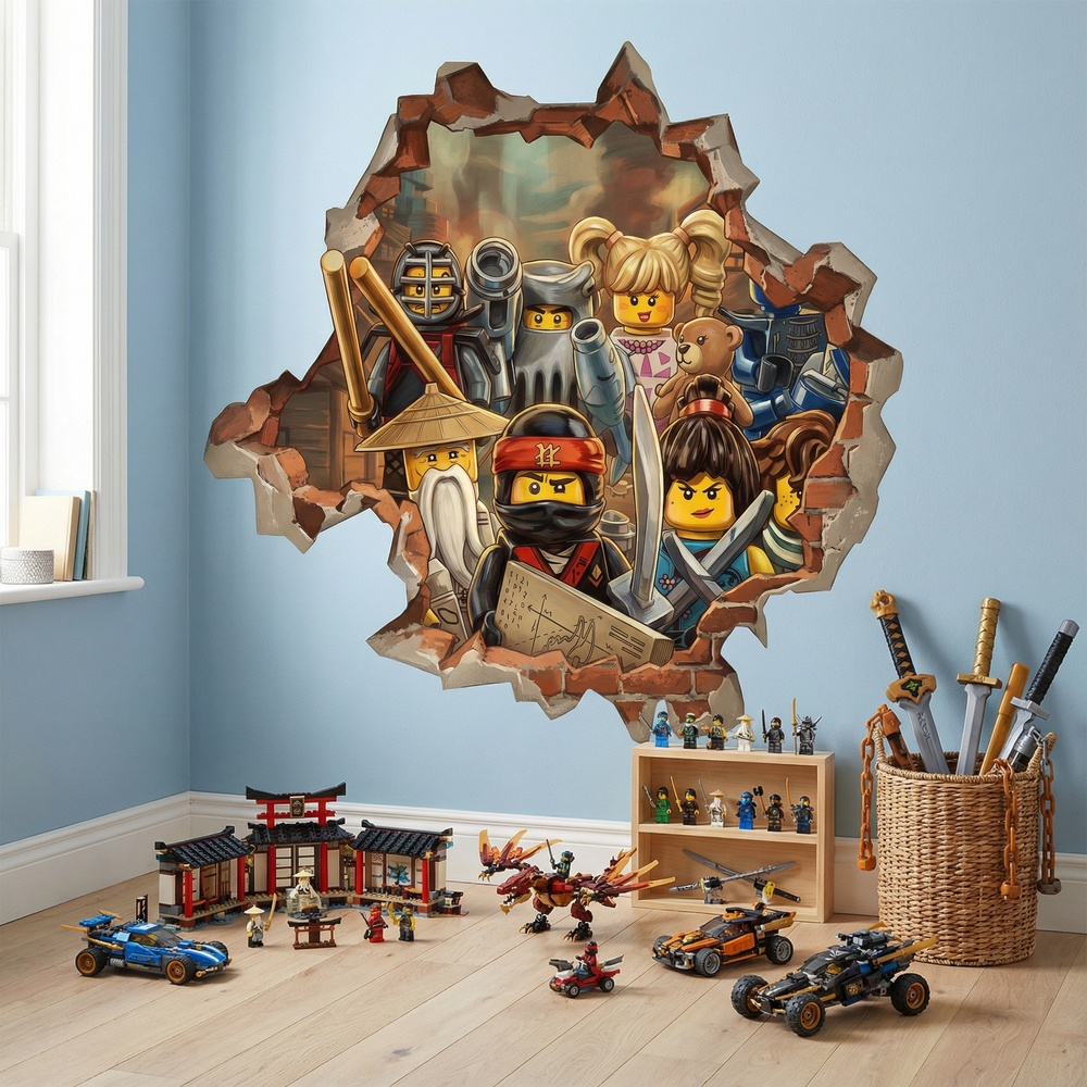 Kinderzimmer Wandtattoo: Wandloch Lego Ninjago Helden