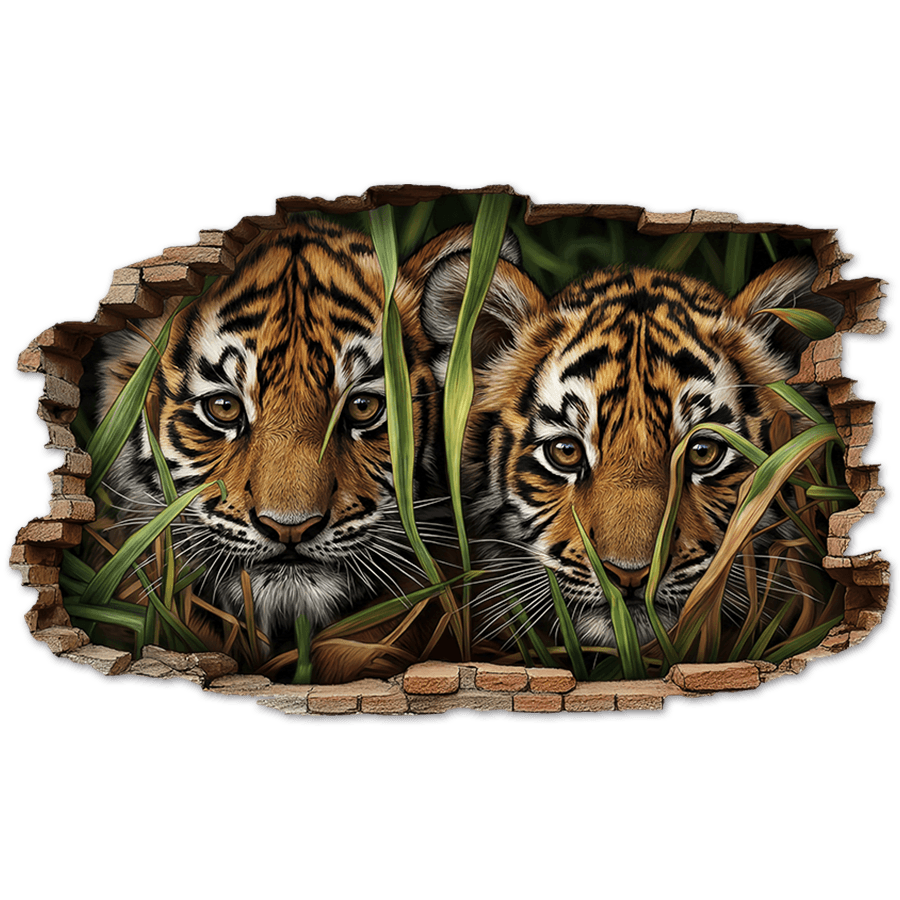 Wandtattoos: Wanddurchbruch Tigerbabys