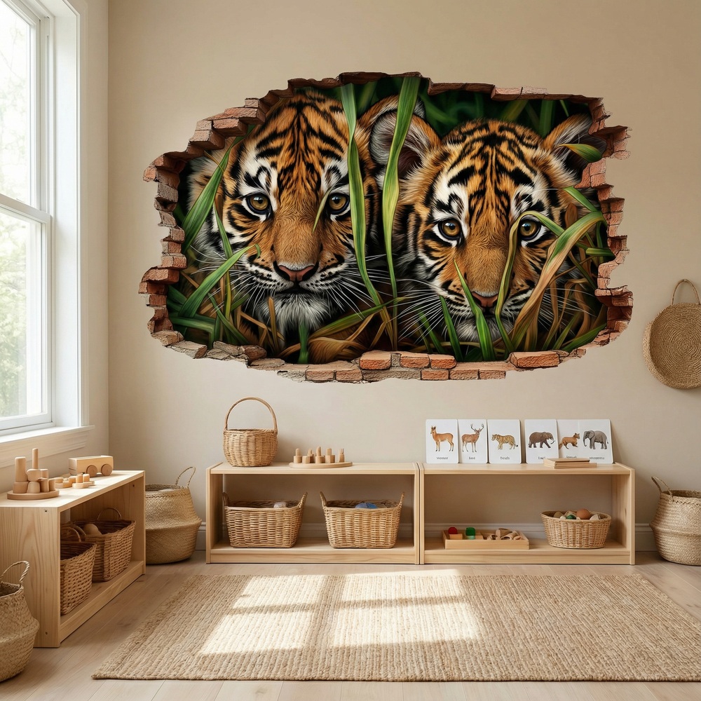 Wandtattoos: Wanddurchbruch Tigerbabys